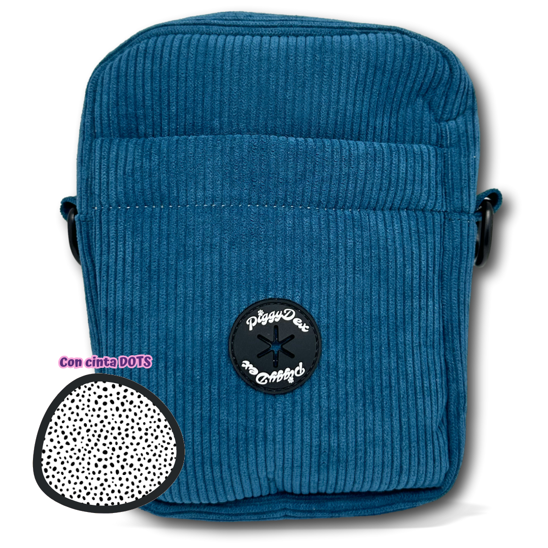 Bolso de paseo pana AZUL (con cinta)
