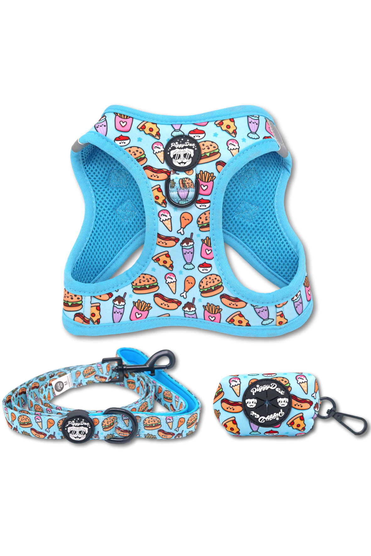 Step-in harness + leash + poopbag holder FOX & RAINBOWS