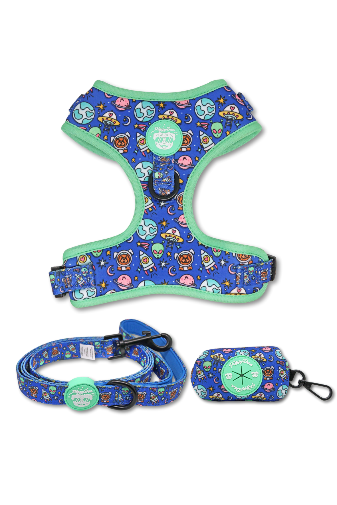 Pack harness + leash + poopbag holder SPACE INVADERS