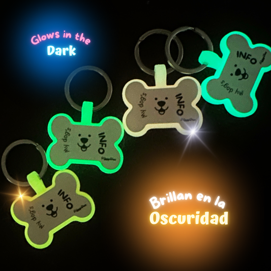 Chapa identificativa QR fluorescente huesito (4 colores)