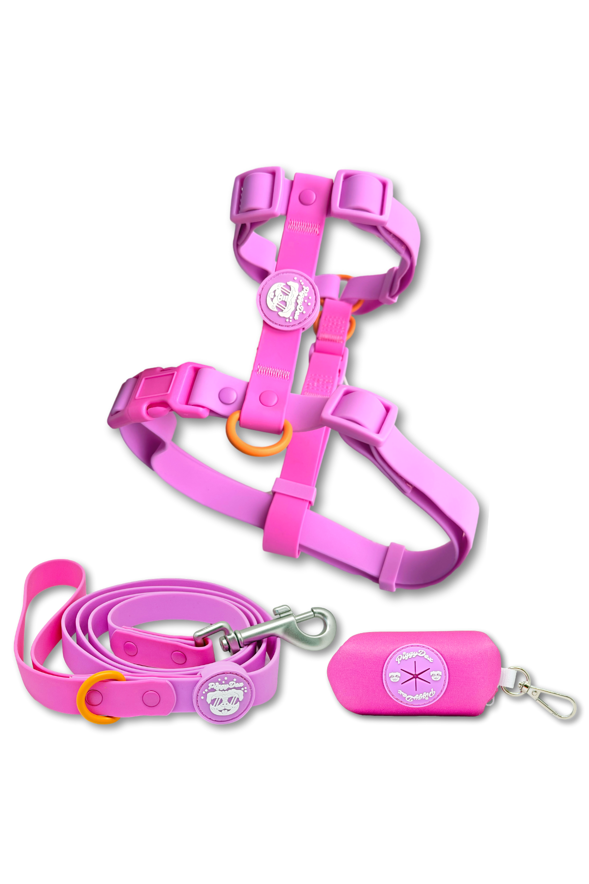 Pack arnés Waterproof + correa + portabolsas ROSA LILAC